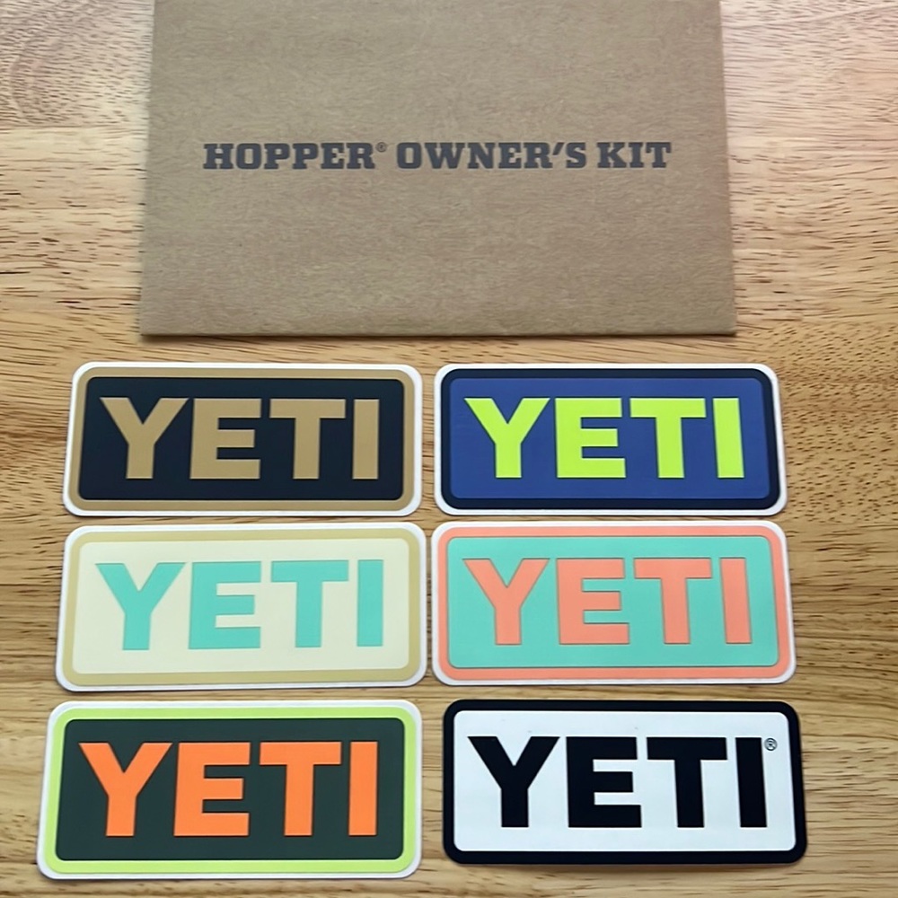 6 YETI Stickers with bonus Hopper Envelope